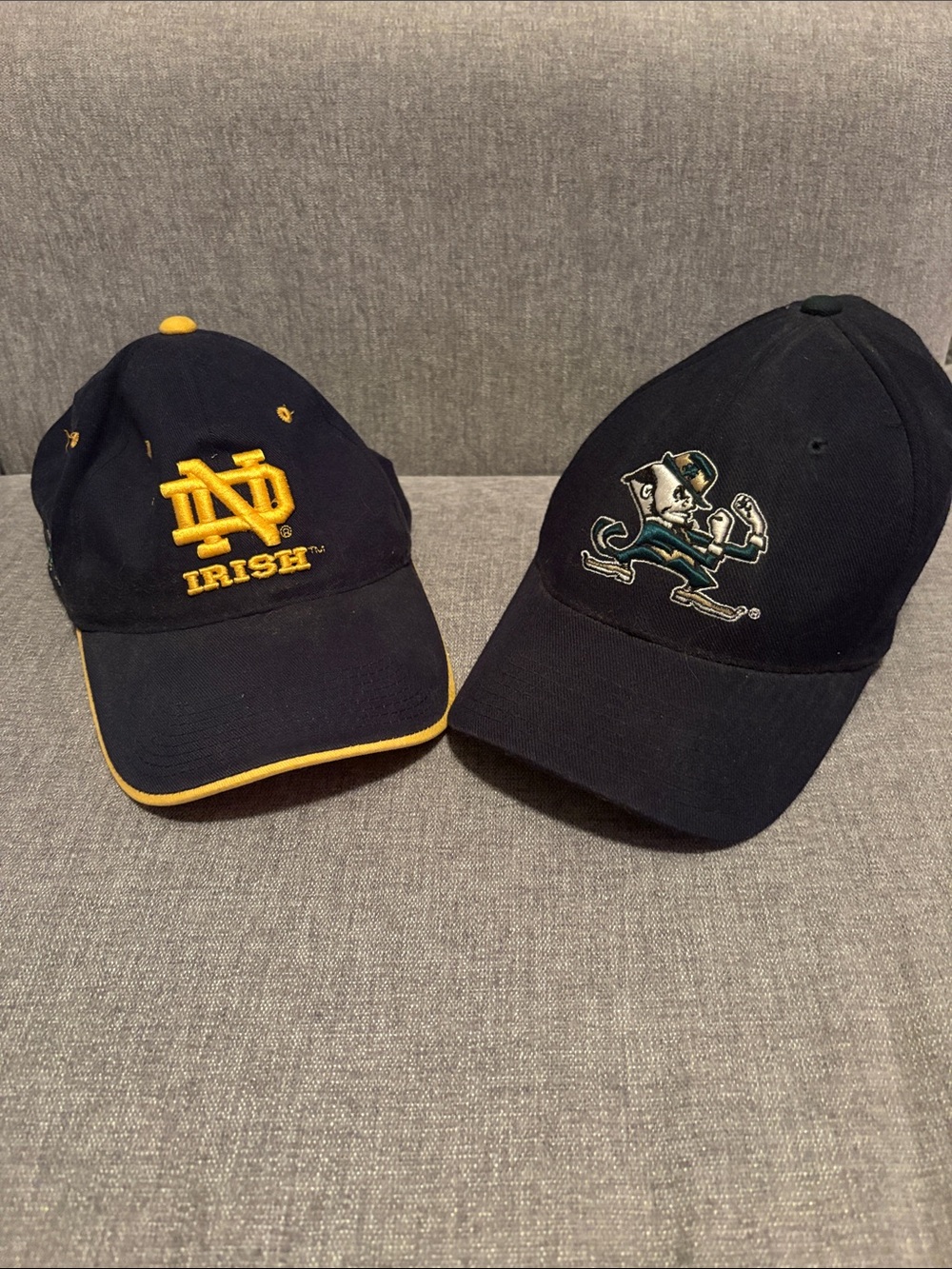 Notre Dame Navy, Green, and Gold Baseball Caps (price for one)